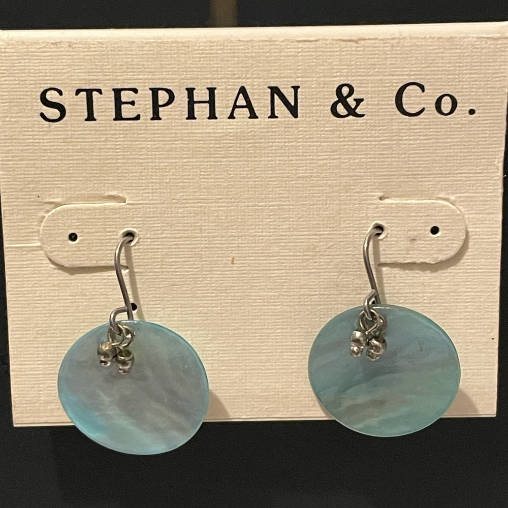 Nordstrom Stephan & Co. vacation teal shell round earrings